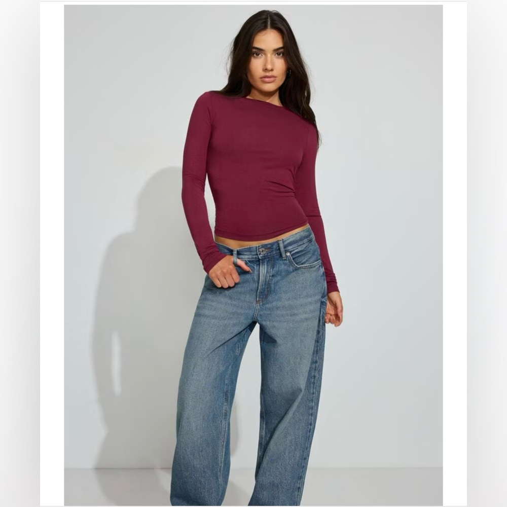 GARAGE Burgundy Long Sleeve Crewneck Top -S